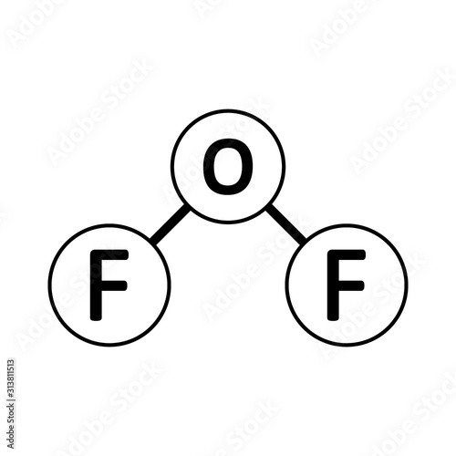 Oxygen difluoride molecule icon.