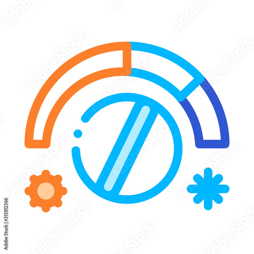 Termostat Heating And Cooling Detail Vector Icon Thin Line. Cooling And Humidity, Airing, Ionisation And Heating Illustration