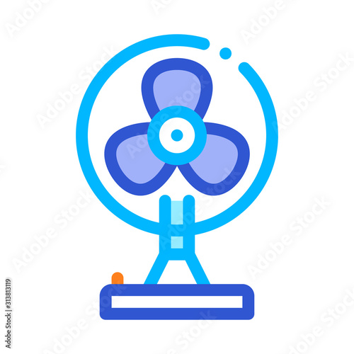Portable Air Fan Cooling Equipment Vector Icon Thin Line. Cool And Humidity, Airing, Ionisation And Cooling Illustration