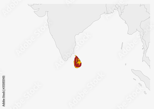 Sri Lanka map highlighted in Sri Lanka flag colors
