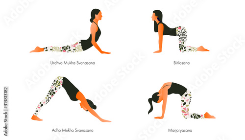 Fotografija Women performing yoga asanas