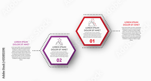 Vector infographic with 2 pentagons. Used for two diagrams, graph, flowchart, timeline, marketing, presentation. Creative business concept step by step