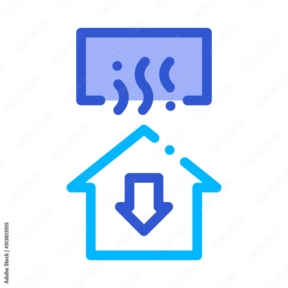 Temperature Loss House Window Arrow Down Vector Icon Thin Line. Cooling And Humidity, Airing, Ionisation And Heating Illustration Temperature Loss House Window Arrow Down Vector Icon Thin Line. Cooling And Humidity, Airing, Ionisation And Heating Illustration