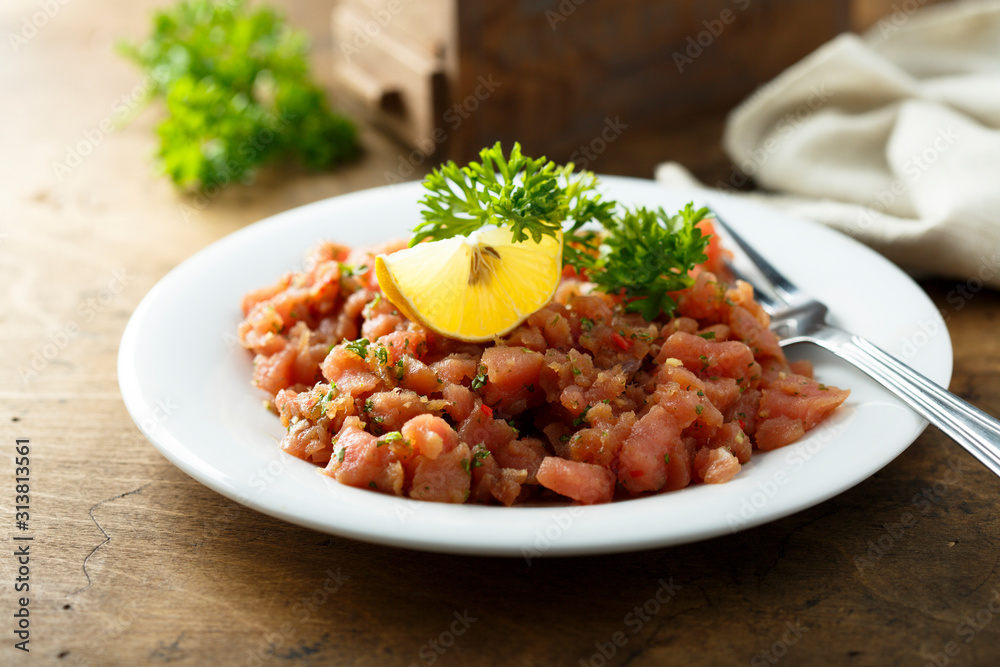 Homemade tuna tartare or ceviche Homemade tuna tartare or ceviche