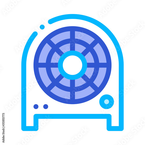 Electronic Fan Heater Heating Equipment Vector Icon Thin Line. Cool And Humidity, Airing, Ionisation And Heating Illustration