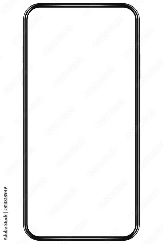 Realistic phone with blank white screen on white background Realistic phone with blank white screen on white background