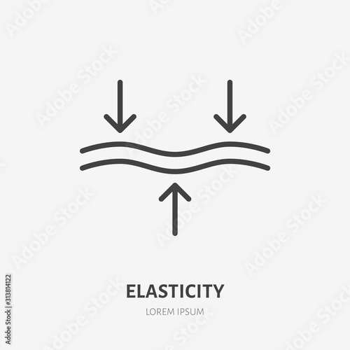 Elasticity line icon, vector pictogram of elastic material. Skincare illustration, anti wrinkle, facelift sign for cosmetics packaging