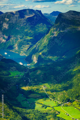 Fjord Geiranger from Dalsnibba viewpoint, Norway