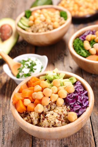 mixed vegetable salad, buddha bowl, health food