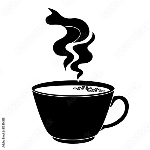 Silhouette of simple isometric coffee cup, vector clip art on a white isolated background photo