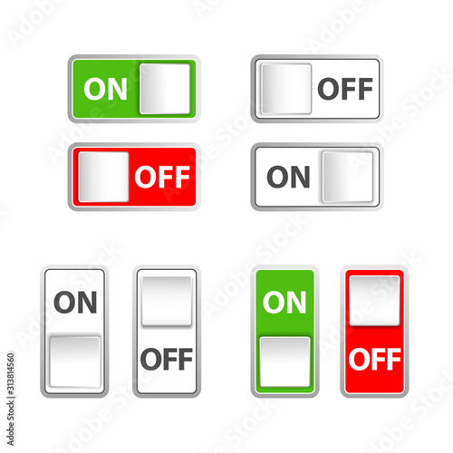 Icon On and Off toggle switch button on white background. Vector 