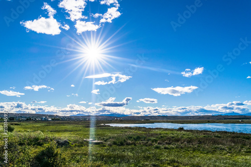 Landscape view from the Nimez lagoon in Calafate, in Patagonia, Argentina photo