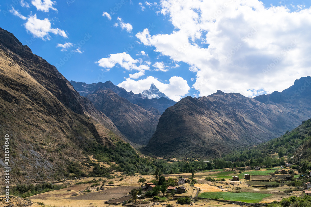 Landscape of Santa Cruz Trek, Huascaran National Park in the Andes of Peru