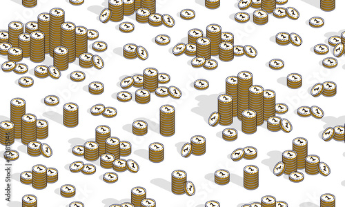 Money coins seamless background, backdrop for financial business website or economical theme ads and information, 3d cash, vector wallpaper or web site background.