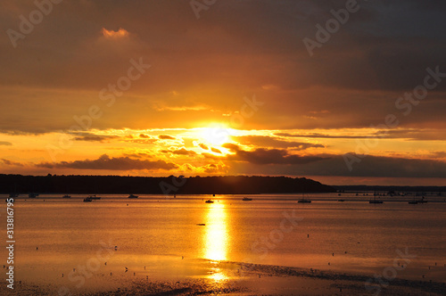 Poole harbour sunset in the summertime