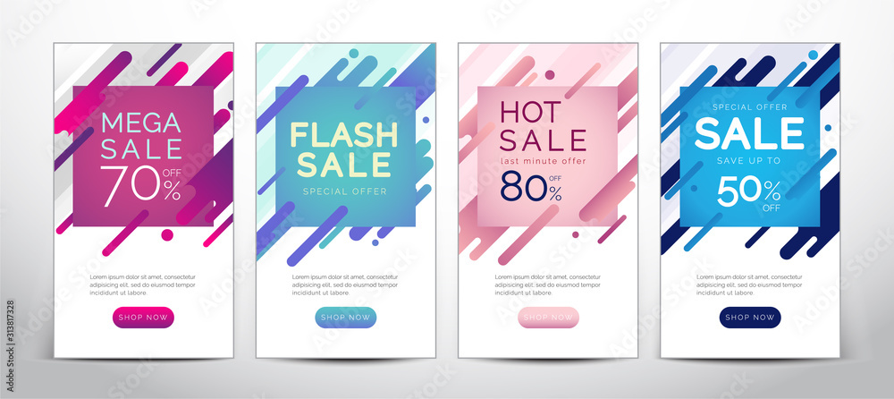 Set of Modern promotion square - Vector website, banners design, discount and promotion background, social media, poster, flyer, mobile apps, Email ad newsletter designs. - obrazy, fototapety, plakaty 