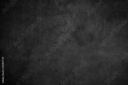 Blank front Real black chalkboard background texture in college concept for back to school kid wallpaper for create white chalk text draw graphic. Empty old back wall education blackboard. photo