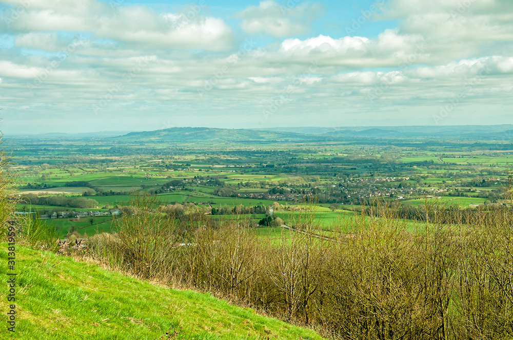 Malvern hills of England in the springtime