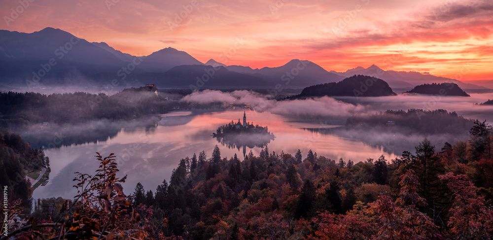 The beautiful lake in Bled, Slovenia