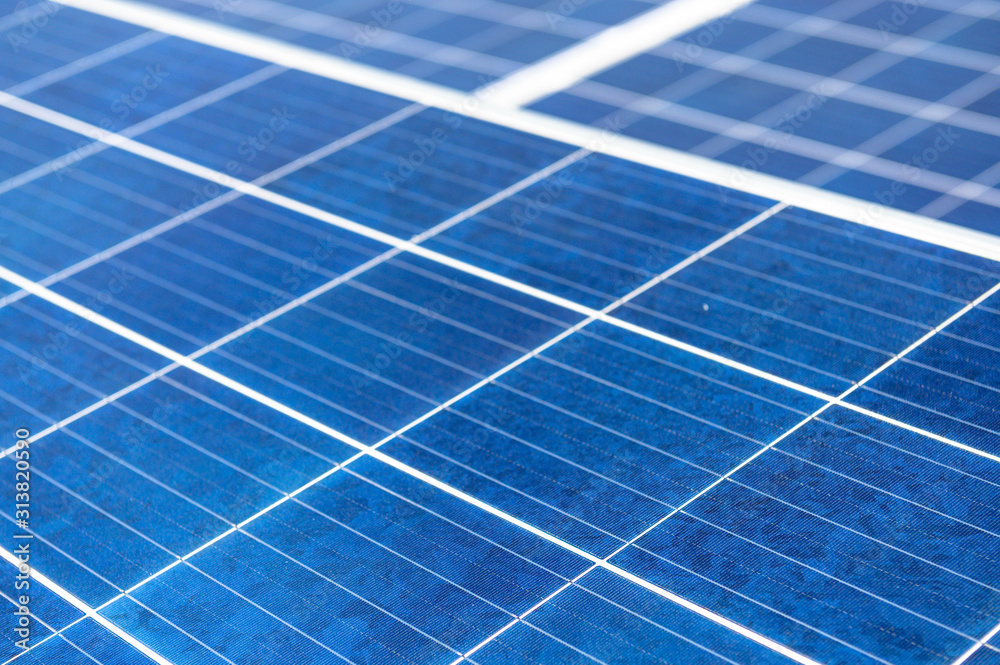 Solar panels in a photovoltaic power plant , green energy and renewable concept Solar panels in a photovoltaic power plant , green energy and renewable concept