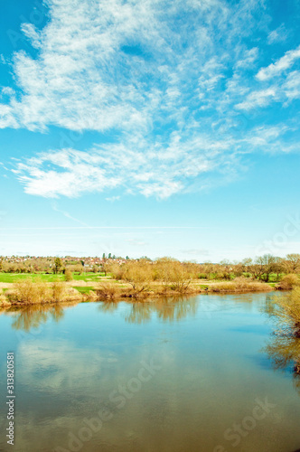 River Wye at Ross on Wye, Herefordshire, England, in the springtime