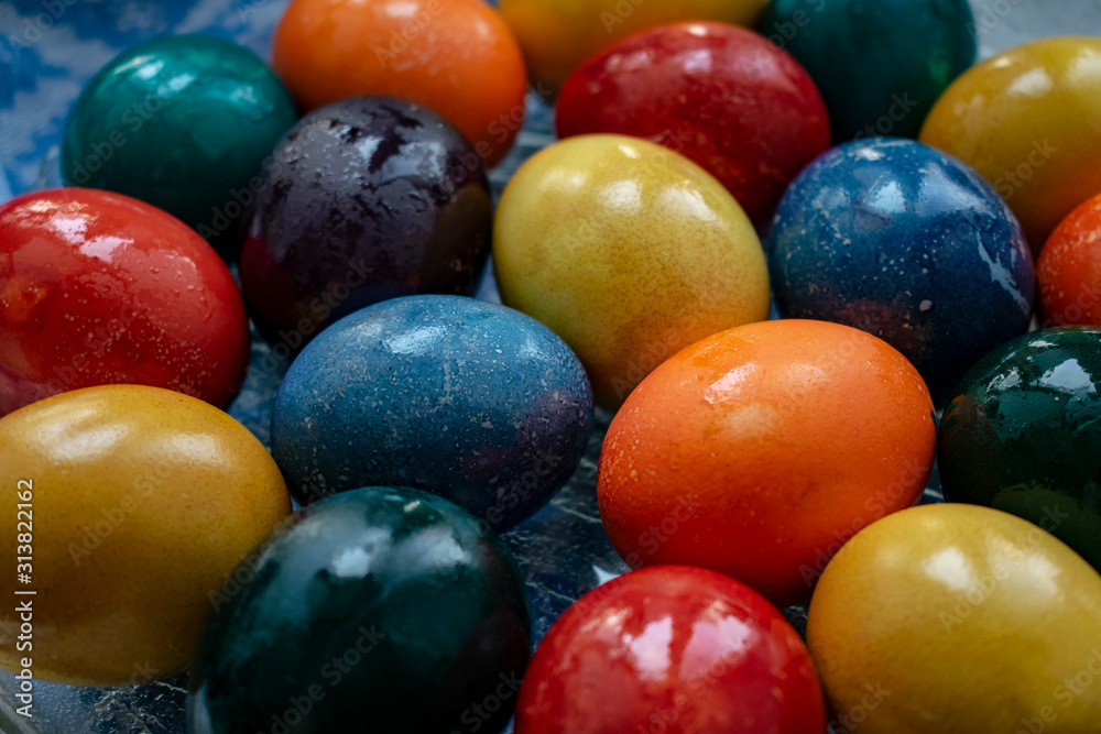 Eggs that found a rabbit at Easter of different colors in a vase. Eggs that found a rabbit at Easter of different colors in a vase.
