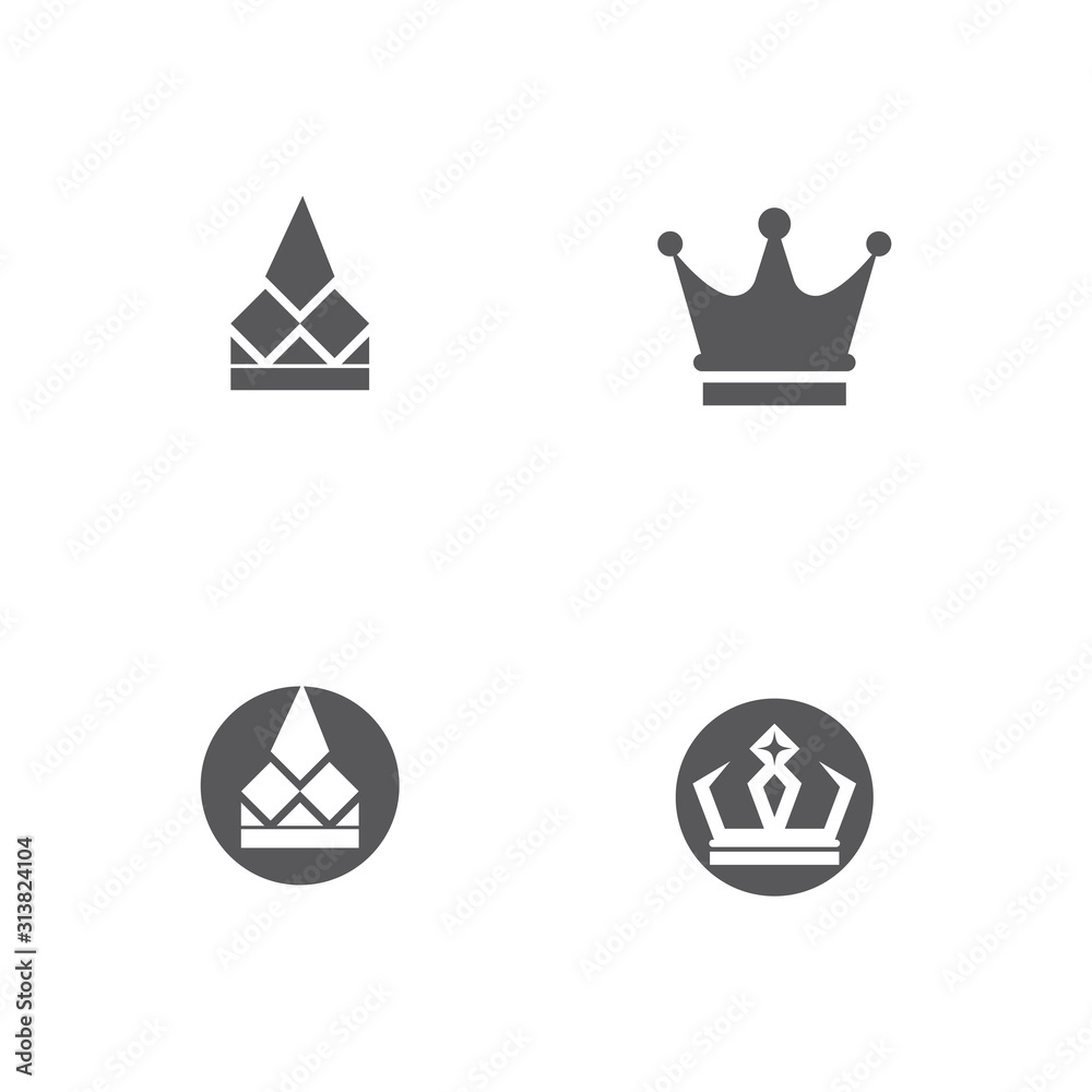 Set Crown Logo Template vector icon Set Crown Logo Template vector icon