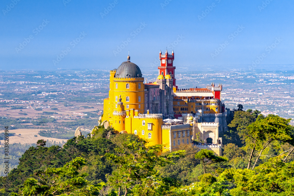 Panoramic view of the Pena Palace.Sintra, Portugal