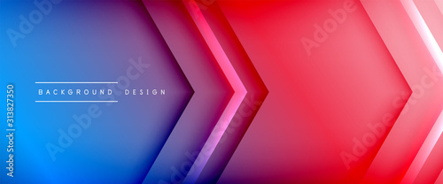 Arrow lines, technology digital template with shadows and lights on gradient background. Trendy simple fluid color gradient abstract background with dynamic straight shadow lines effect