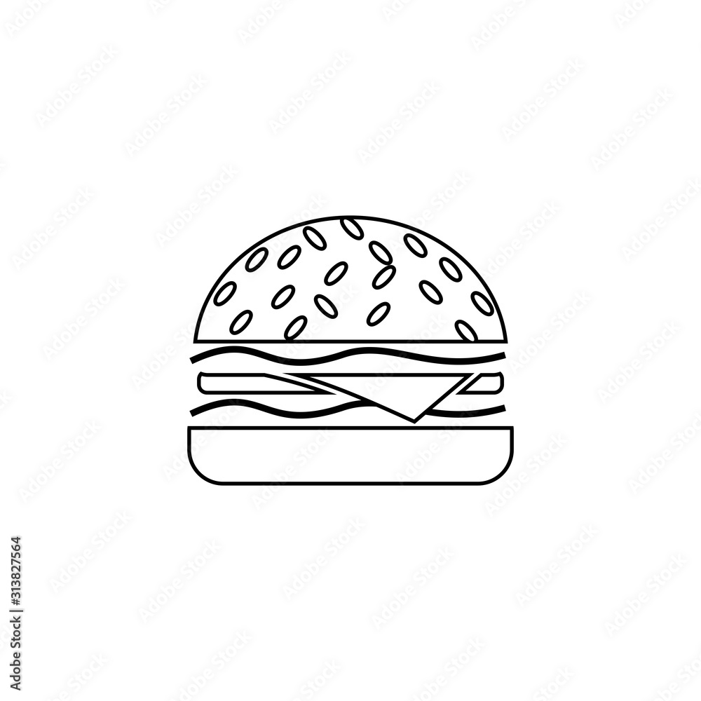 Fototapeta premium burger icon,line art burger illustration design template