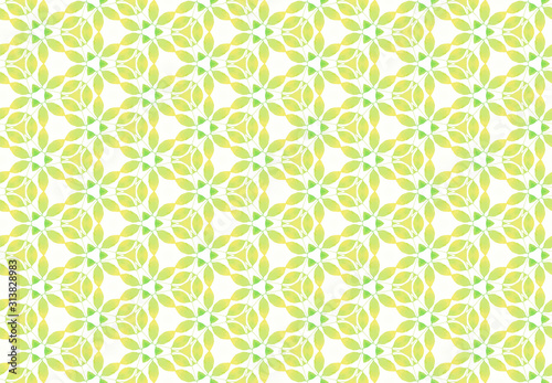 Watercolor seamless geometric pattern design illustration. Background texture. In green, white colors.