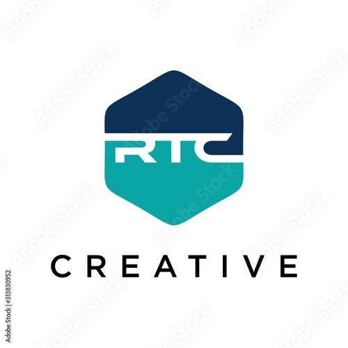 abstract initial letter R T C logo design template photo