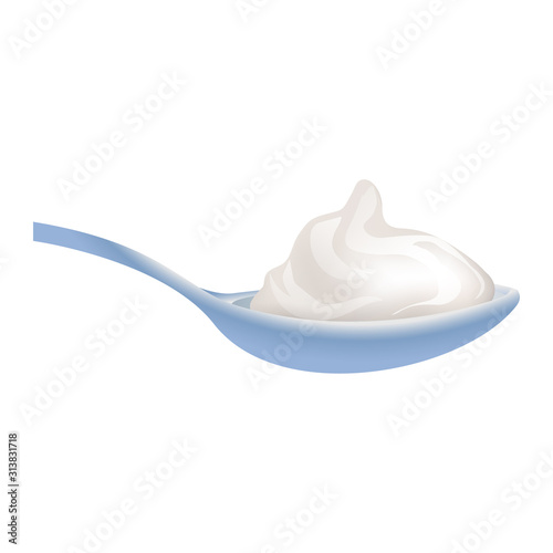Spoon yogurt icon. Cartoon of spoon yogurt vector icon for web design isolated on white background