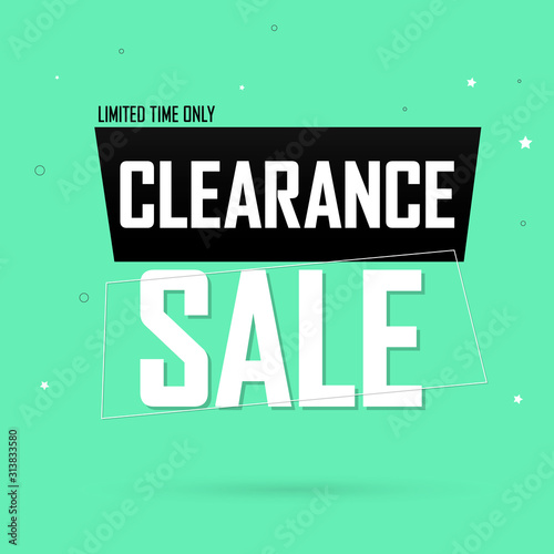 Clearance Sale, banner design template, discount tag, promotion app icon, vector illustration