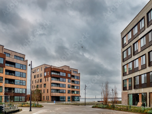 Modern flats and offices on Fredericia harbor, Denmark