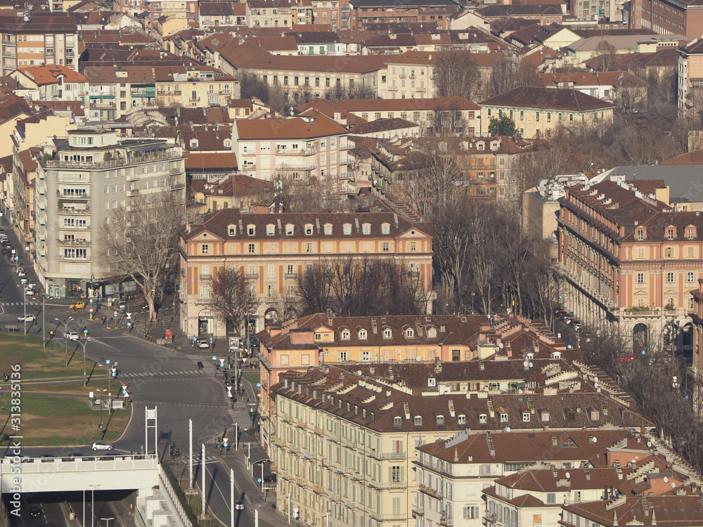 Fototapeta premium Aerial view of Turin