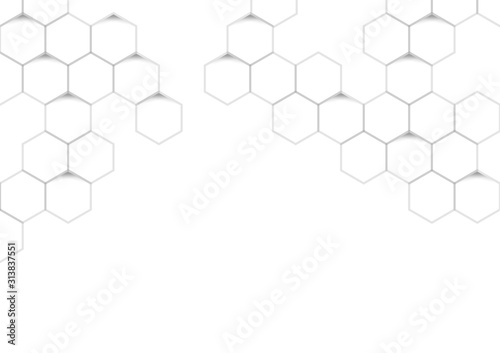 Abstract honeycomb white and gray background.