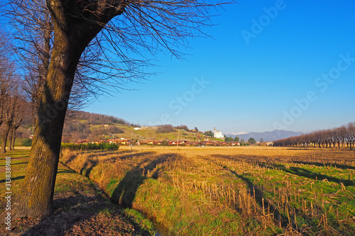Rural scene with Mapello village near Bergamo, Italy. photo