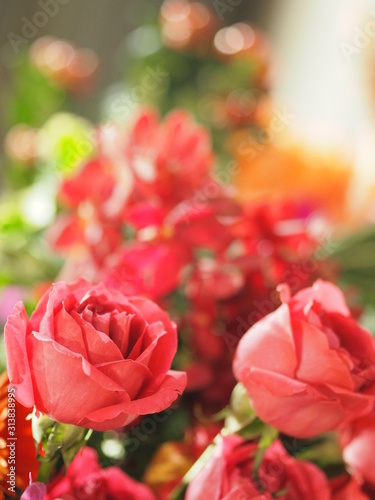 red rose flower arrangement Beautiful bouquet on blurred of nature background symbol love Valentine Day beautiful in nature