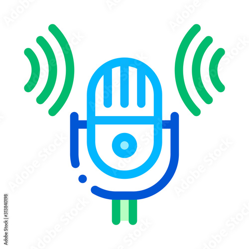 Sound Microphone Voice Control Icon Vector Thin Line. Contour Illustration