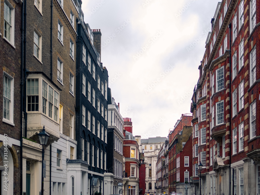 Street of beautiful London townhouse properties