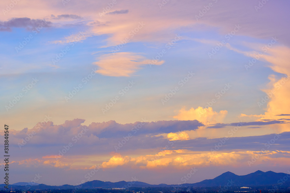 Beautiful tropical clouds lighted by sunset light. Beautiful tropical clouds lighted by sunset light.