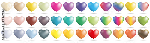 set colored hearts	