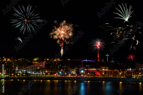 Fireworks over the city and port of Gdynia, Poland © VinyLove Foto