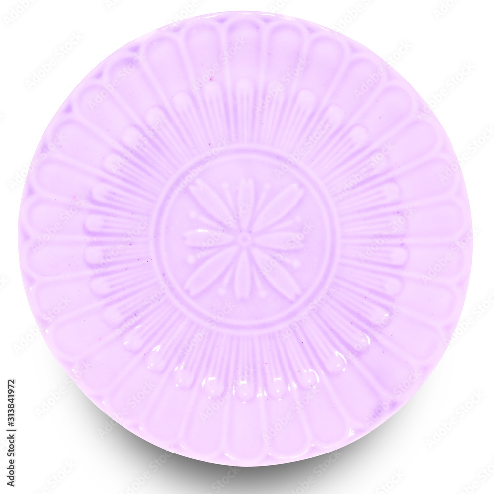 Pink plate isolated on white background.