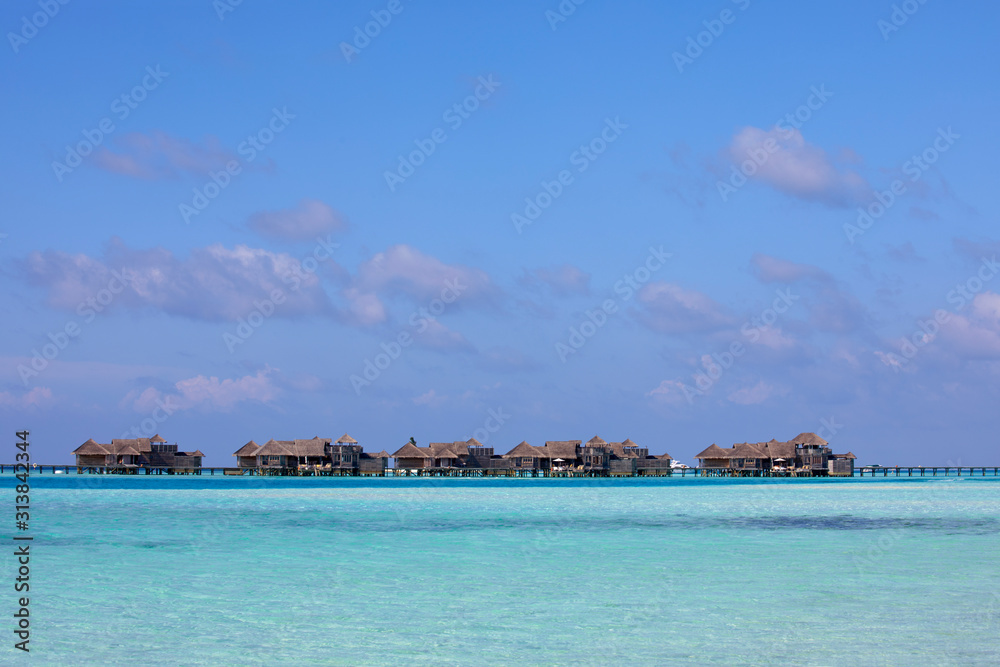 Gili Lankanfushi Maldives Resort seen from Paradise Island (Lankanfinolhu), Maldives