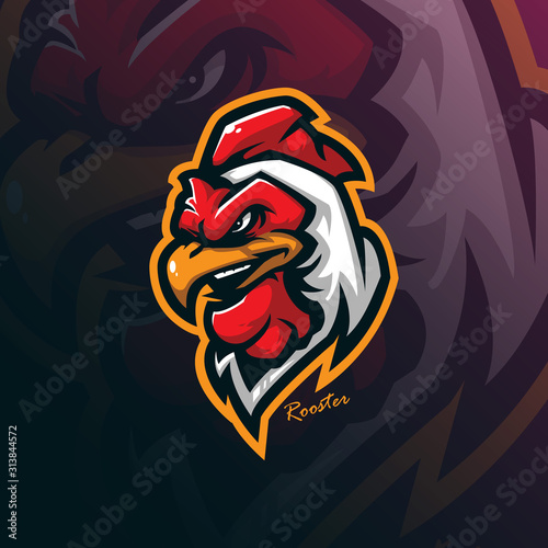 rooster mascot logo design vector with modern illustration concept style for badge, emblem and tshirt printing. angry rooster head illustration for sport team.