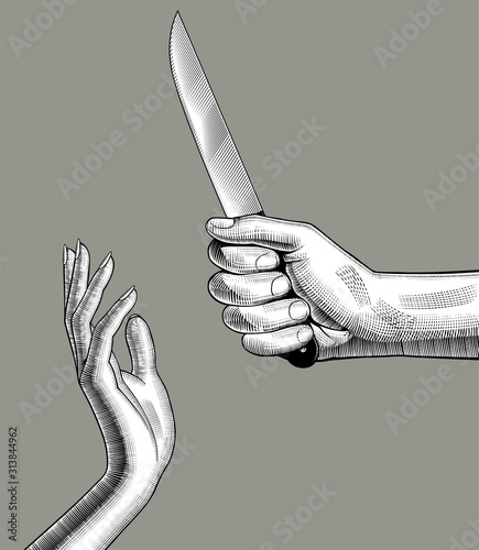 Man's hand with a knife