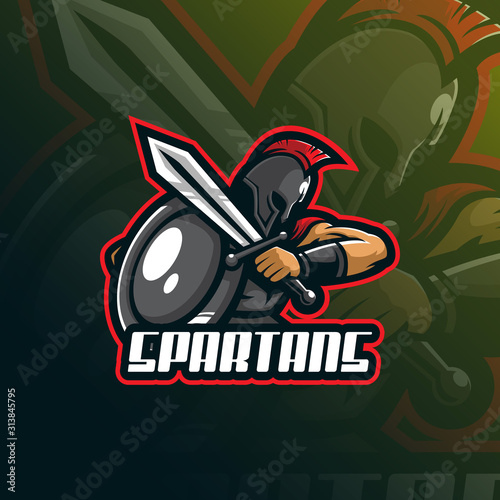 spartan mascot logo design vector with modern illustration concept style for badge, emblem and tshirt printing. angry spartan illustration for sport team.