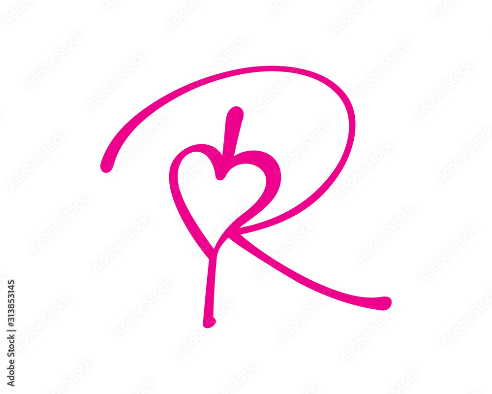 Letter R And Heart Logo Design Template 003 Letter R And Heart Logo Design Template 003